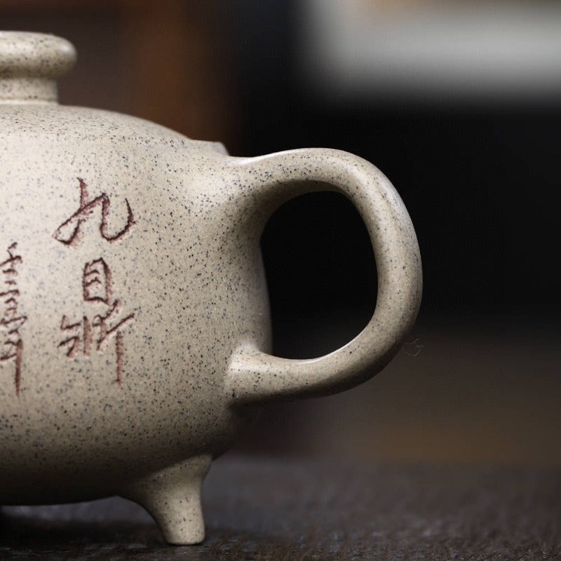 Yixing Zisha Teapot [Three Legs Tripod 三足九鼎] (Bai Duan Ni - 160ml)