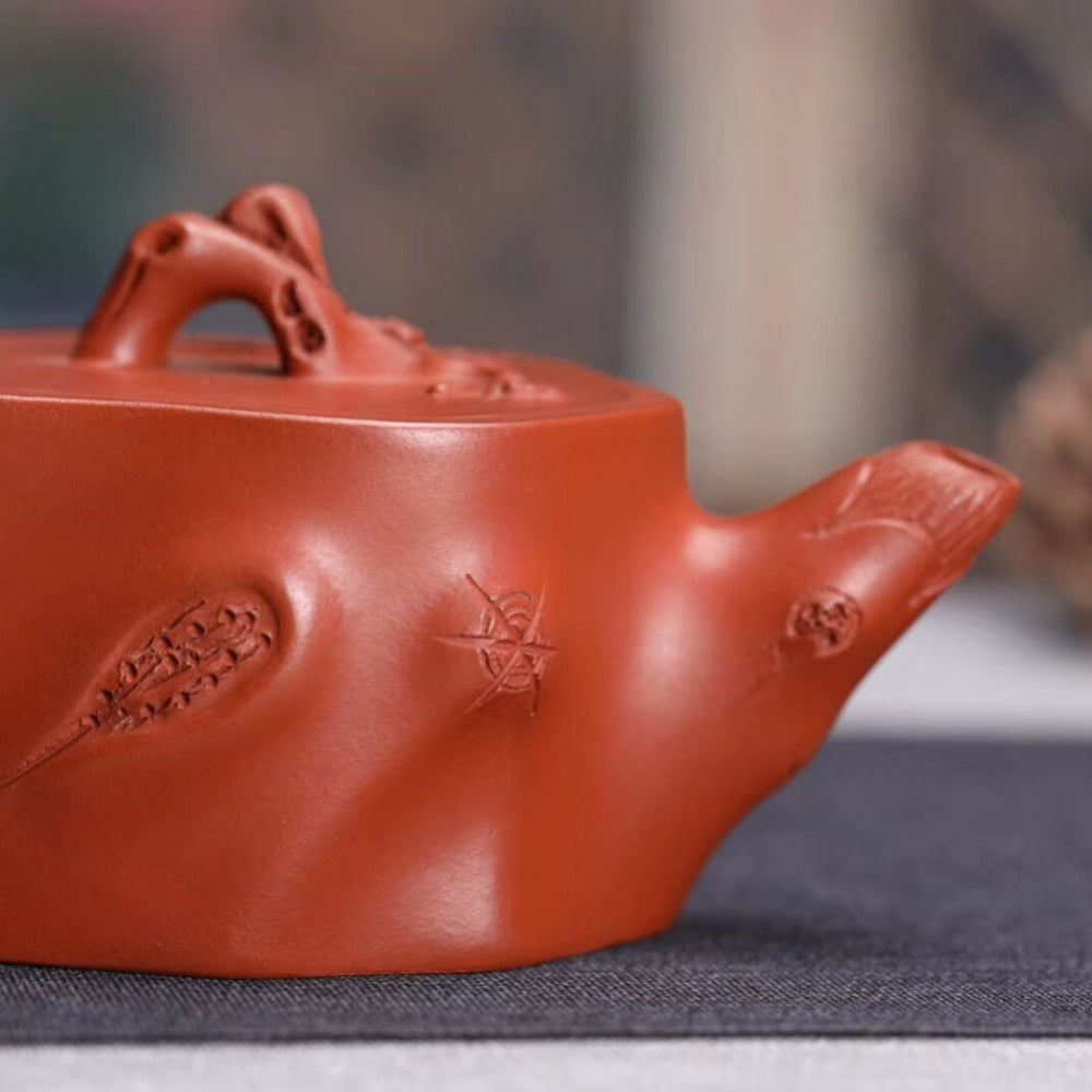 Full Handmade Yixing Zisha Teapot [Plum Tree Trunk Pot] (Zhu Ni - 250ml)