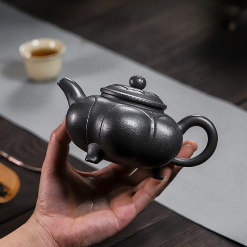 Full Handmade Yixing Zisha Teapot [Lianhua Ding] (Tian Qing Ni - 320ml)