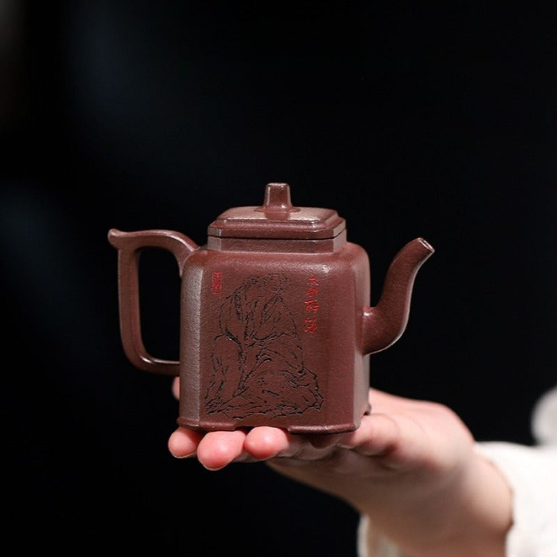Tetera Yixing Zisha completamente hecha a mano [Zui Huanghun] (Di Cao Qing - 150 ml)