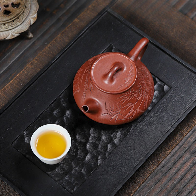 Full Handmade Yixing Zisha Teapot [Bamboo Happiness] (Hong Pi Long - 240ml) - YIQIN TEA HOUSE | yiqinteahouse.com | 200-300ml, full handmade zisha teapot, teapot, teaware