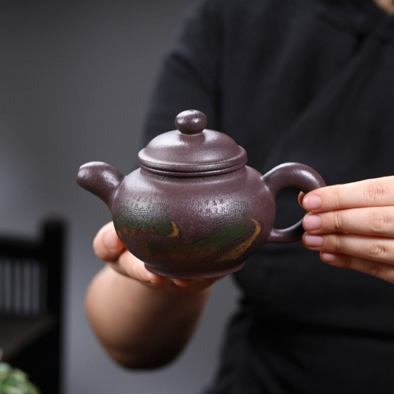 Théière Yixing Zisha entièrement faite à la main [La Grande Muraille] (30 Mu Jinsha Zi Ni - 300 ml)