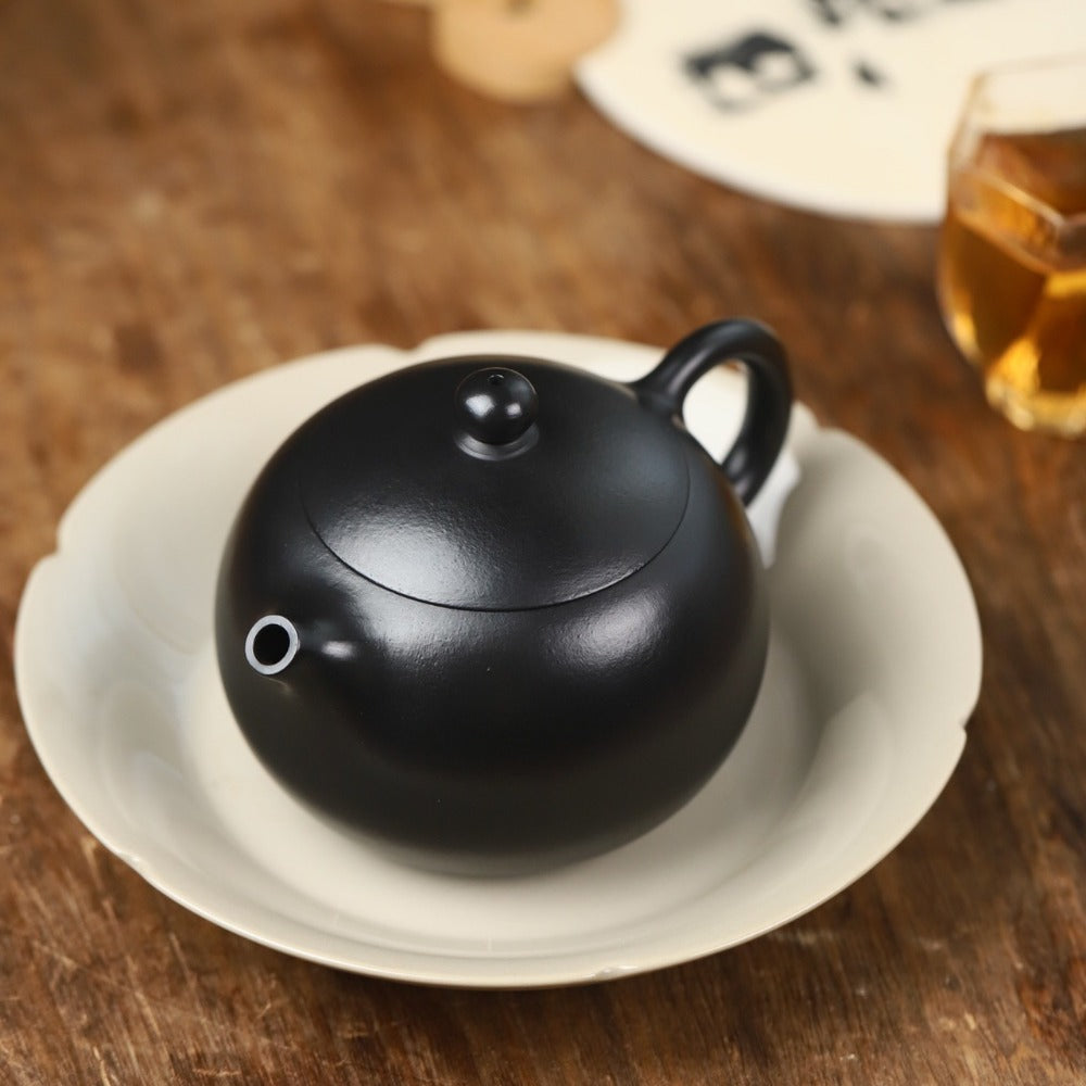 Théière Yixing Zisha entièrement faite à la main [Pot Xishi] (Hei Ni - 230 ml)