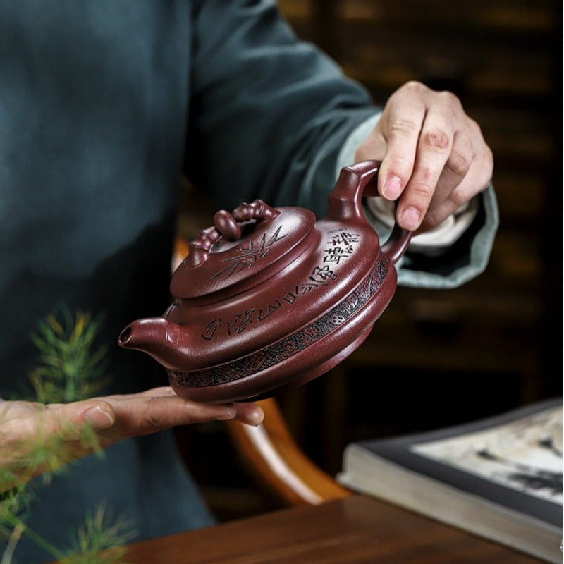 Full Handmade Yixing Zisha Teapot [Lucky Bamboo] (Zi Ni - 480ml)