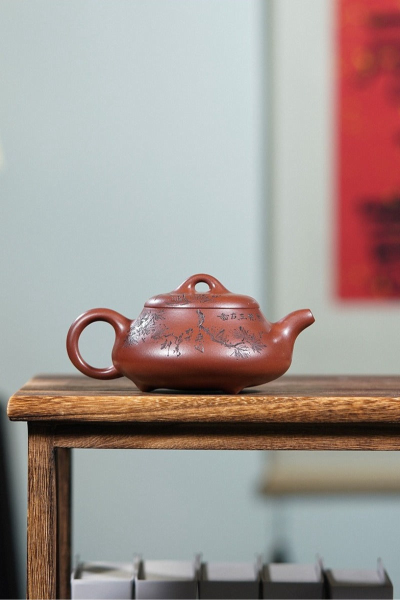 Vollständig handgefertigte Yixing-Zisha-Teekanne [Hantang Shi Piao] (Di Cao Qing - 280 ml)