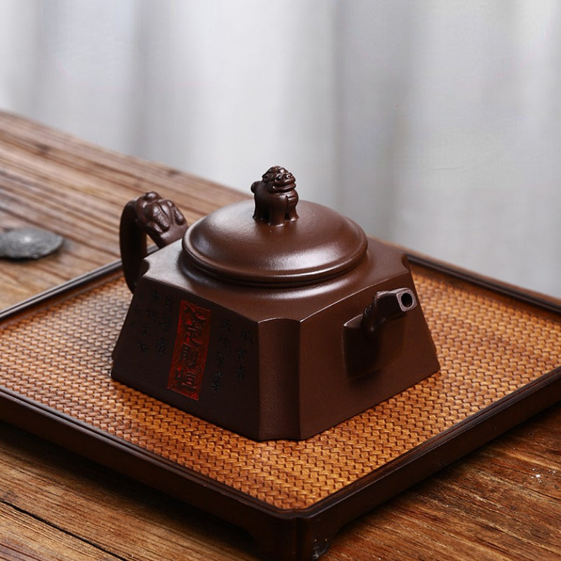 Full Handmade Yixing Zisha Teapot [Sifang Qingxin 四方清心] (Di Cao Qing - 510ml)