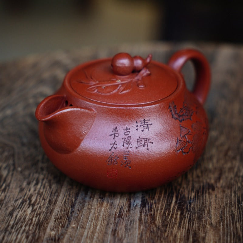 Full Handmade Yixing Zisha Teapot [Good Fortune & Prosperity Pot] (Zhu Ni - 200ml)