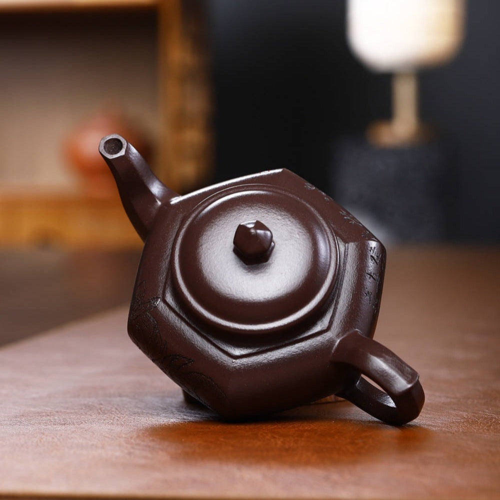 Full Handmade Yixing Zisha Teapot [Liufang Xiao Ying Pot] (Zi Ni - 280ml)