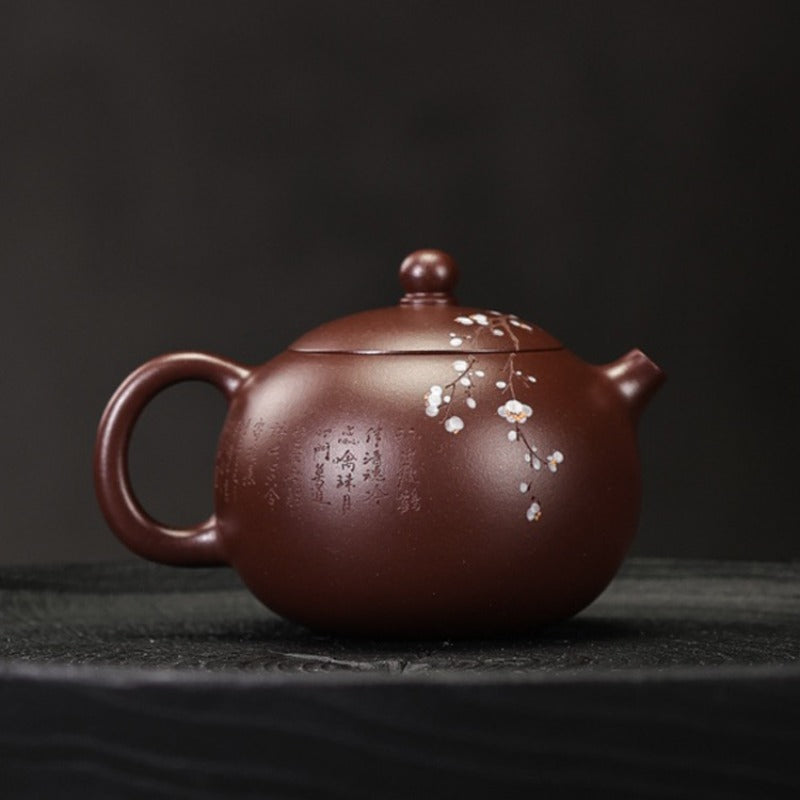Full Handmade Yixing Zisha Teapot [Plum Xishi Pot] (Zi Ni - 170ml)