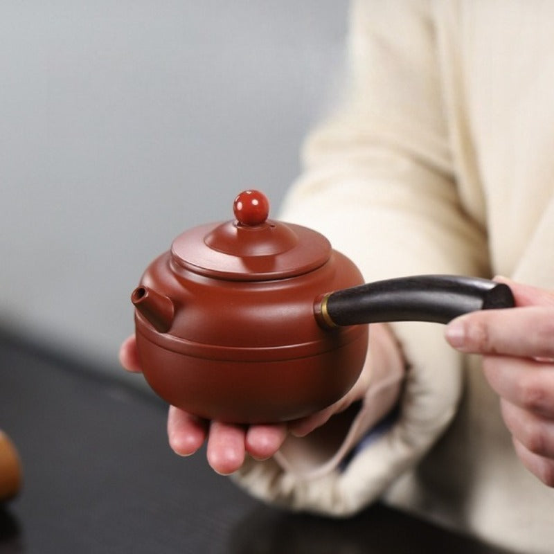 宜兴紫砂茶壶【唐羽鼓】（紫朱泥/大红袍 - 240ml）