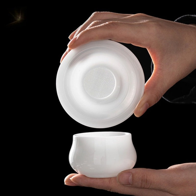 Ice Jade White Porcelain Glazed Tea Strainer [Yuan Zu]
