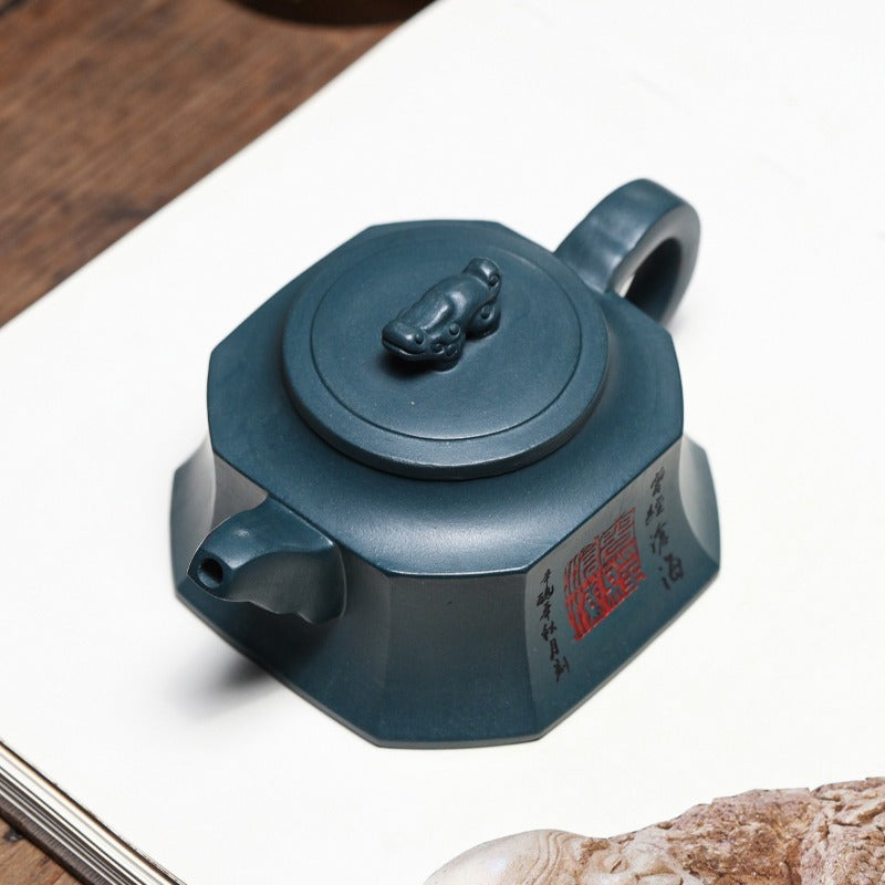 宜兴紫砂茶壶 [八方龙尊] (天青泥 - 220ml)