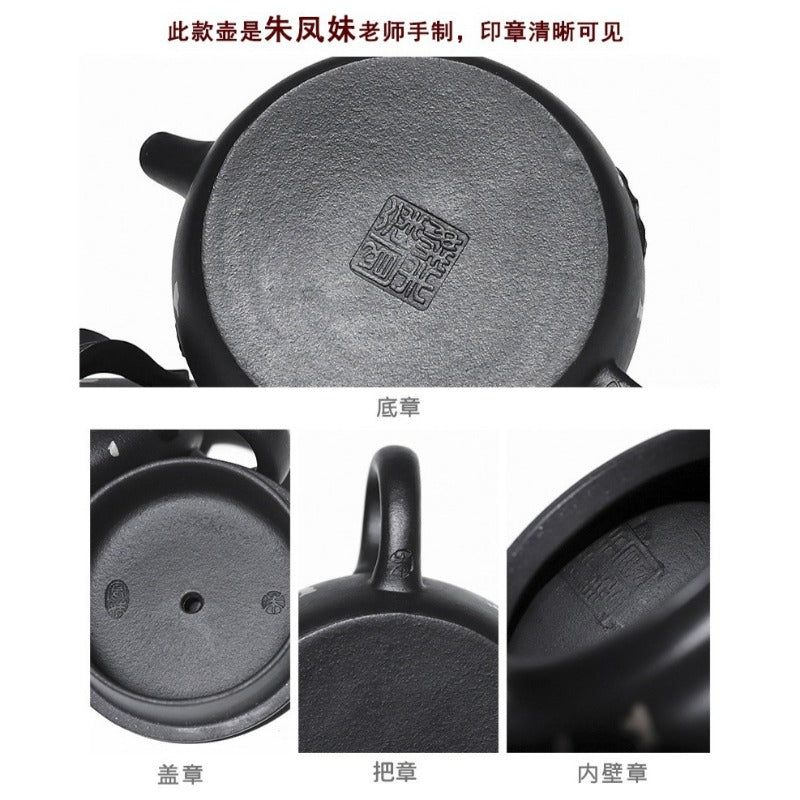 Tetera Yixing Zisha completamente hecha a mano [Jin Zhi Yuye] (Hei Luo Lan - 150 ml)