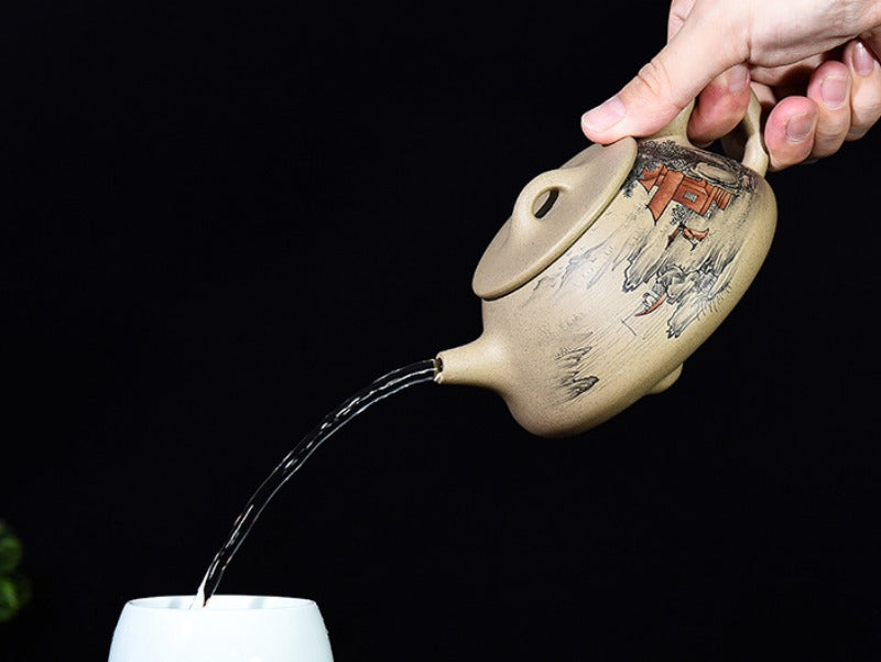 Full Handmade Yixing Zisha Teapot [Color Painted Jingzhou Shi Piao] (Duan Ni - 300ml) - YIQIN TEA HOUSE | yiqinteahouse.com | 200-300ml, full handmade zisha teapot, teapot, teaware