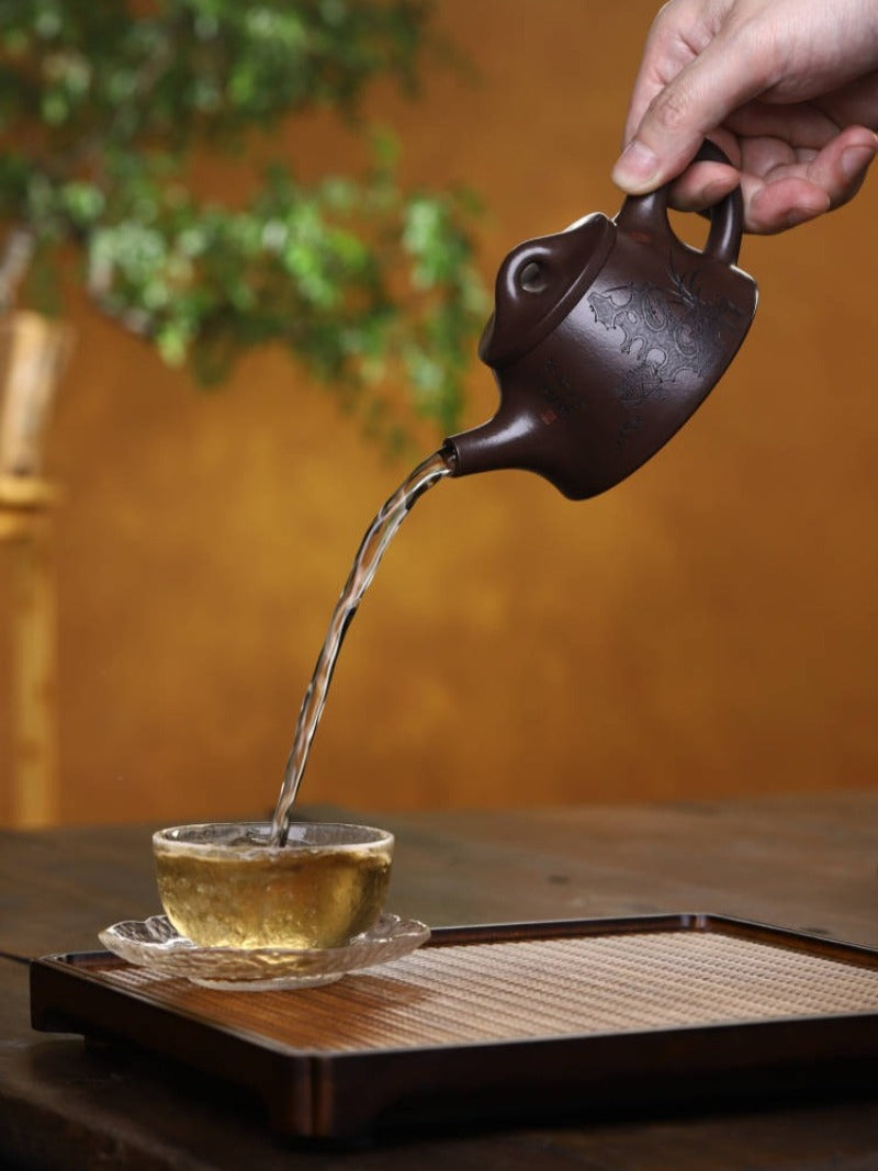 全手工宜兴紫砂茶壶 [霸王石瓢壶] (老紫泥 - 160ml)