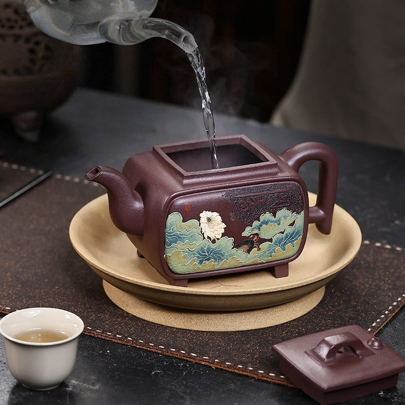 Théière Yixing Zisha entièrement faite à la main [Yi Mai Xiang Cheng] (Tian Qing Zi Ni - 520 ml)