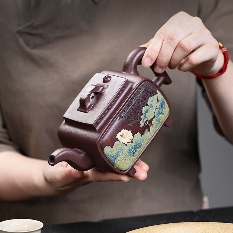 Théière Yixing Zisha entièrement faite à la main [Yi Mai Xiang Cheng] (Tian Qing Zi Ni - 520 ml)