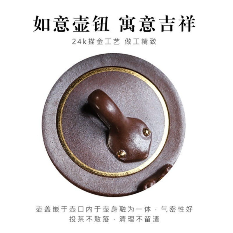 Tetera Yixing Zisha hecha a mano [Sanzu Fan Hua] (Jinsha Zi Ni - 350ml)