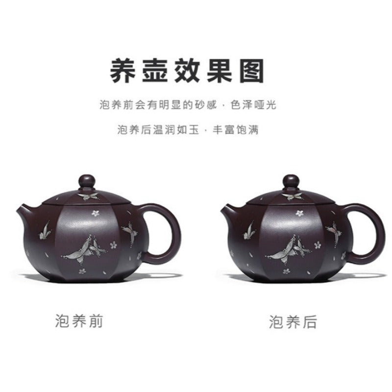 Full Handmade Yixing Zisha Teapot [Butterfly Xishi] (Zi Jia Ni - 460ml) - YIQIN TEA HOUSE | yiqinteahouse.com | >300ml, full handmade zisha teapot, teapot, teaware