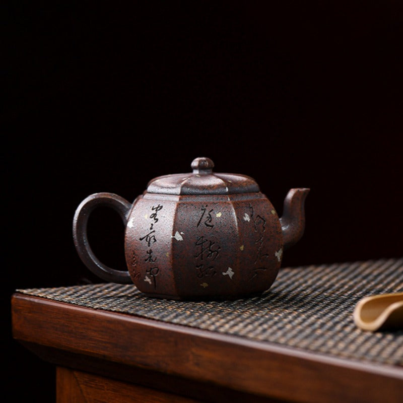 Full Handmade Yixing Zisha Teapot [Octagon Pear] (Firewood Fired Duan Ni - 250ml) - YIQIN TEA HOUSE | yiqinteahouse.com | 200-300ml, full handmade zisha teapot, teapot, teaware