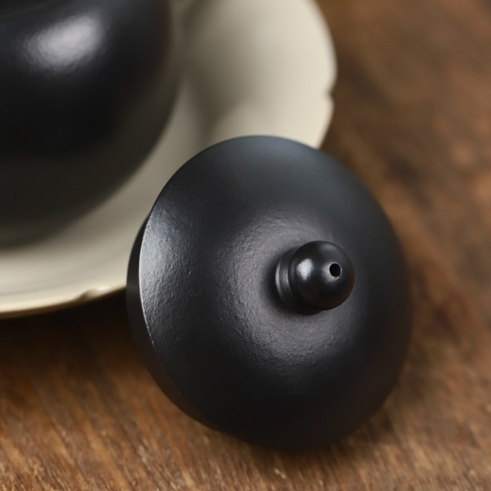 Théière Yixing Zisha entièrement faite à la main [Pot Xishi] (Hei Ni - 230 ml)