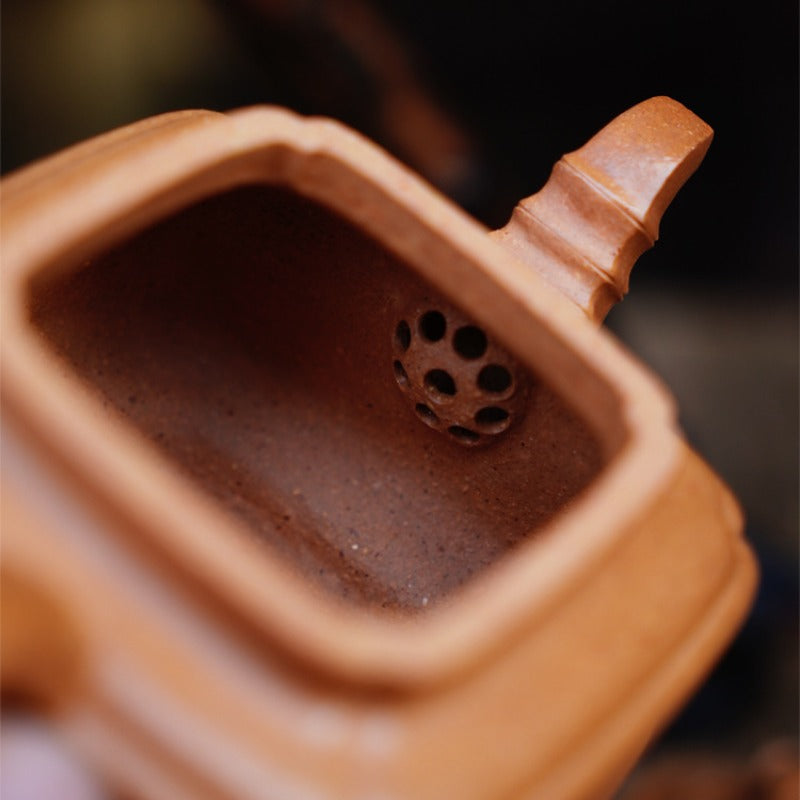 Full Handmade Yixing Zisha Teapot [Sifang Bamboo Pot] (Jiang Po Ni - 200ml)