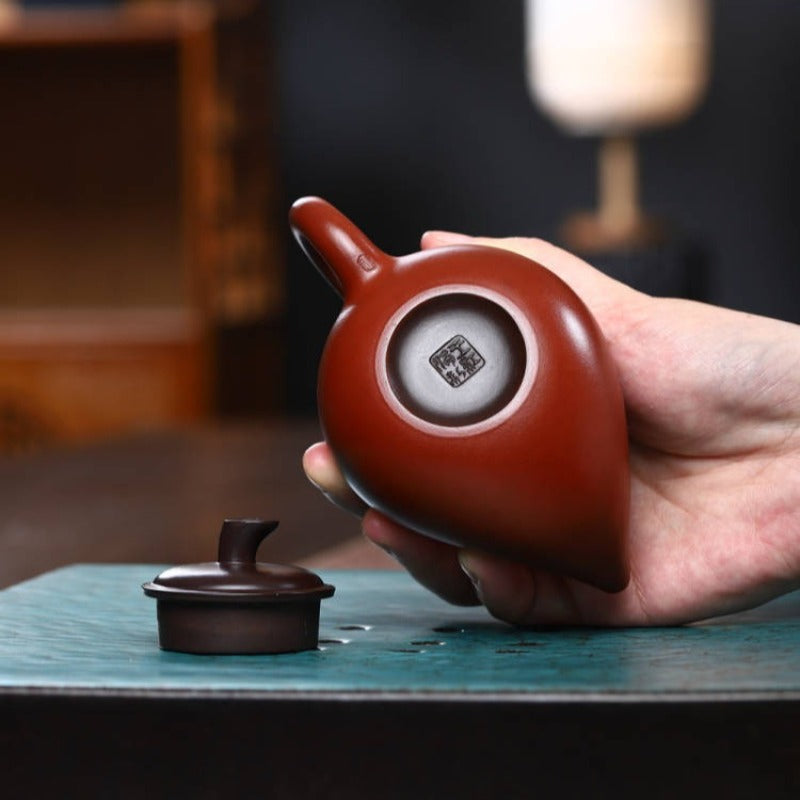 Vollständig handgefertigte Yixing Zisha Teekanne [Zweifarbige Röhrenkanne] (Hong Ni / Zi Ni - 170ml)