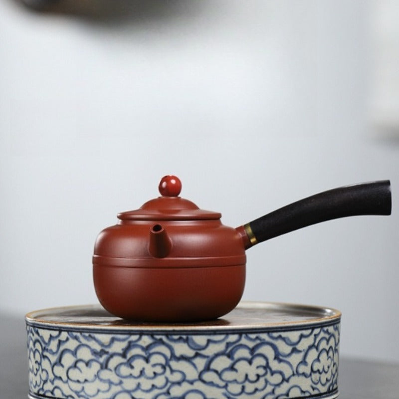 宜兴紫砂茶壶【唐羽鼓】（紫朱泥/大红袍 - 240ml）