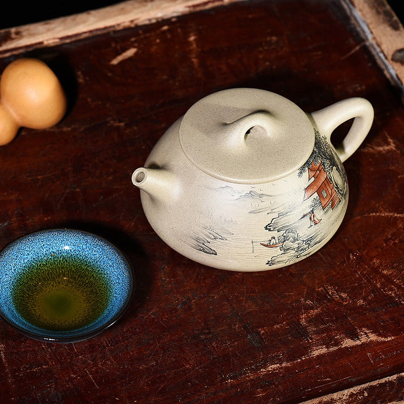 Full Handmade Yixing Zisha Teapot [Color Painted Jingzhou Shi Piao] (Duan Ni - 300ml) - YIQIN TEA HOUSE | yiqinteahouse.com | 200-300ml, full handmade zisha teapot, teapot, teaware