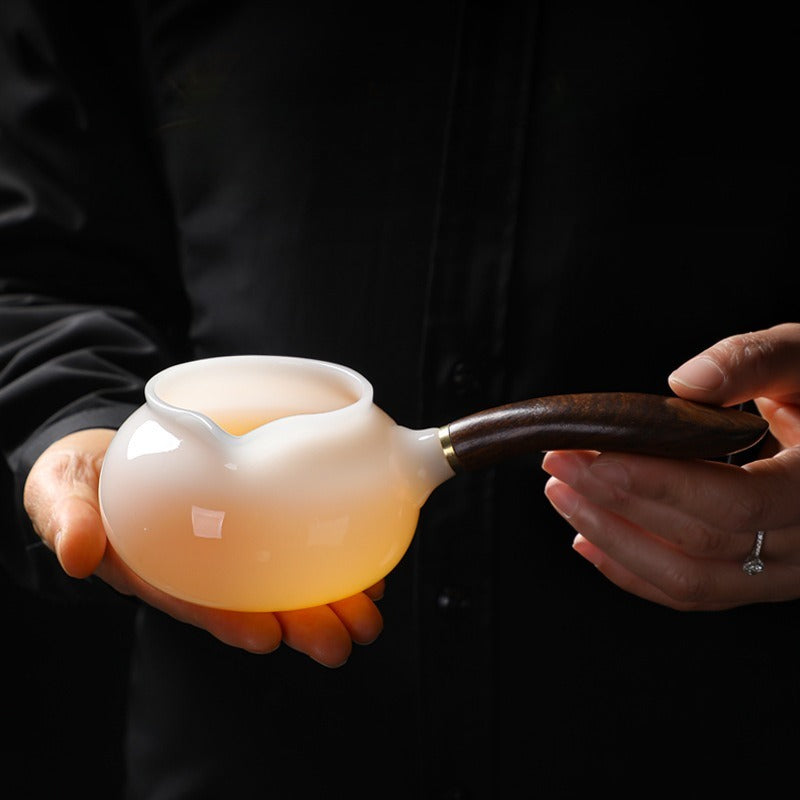 Eisjade-Weißporzellan glasierter Fair Cup mit Griff 200-250ml