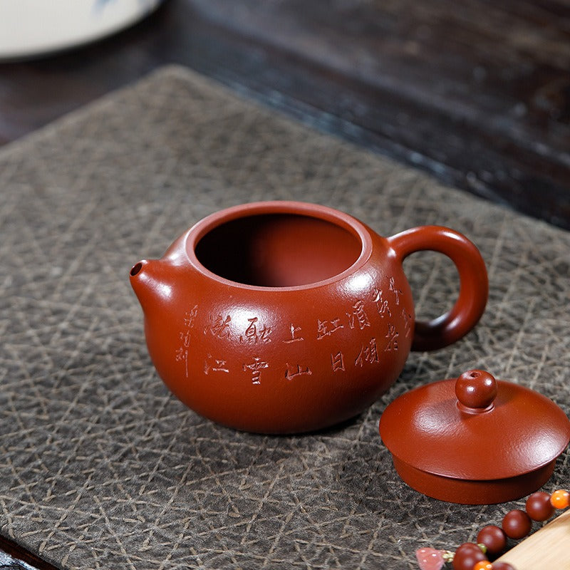 Théière Yixing Zisha entièrement faite à la main [Modèle Xishi] (Dahongpao - 320 ml)