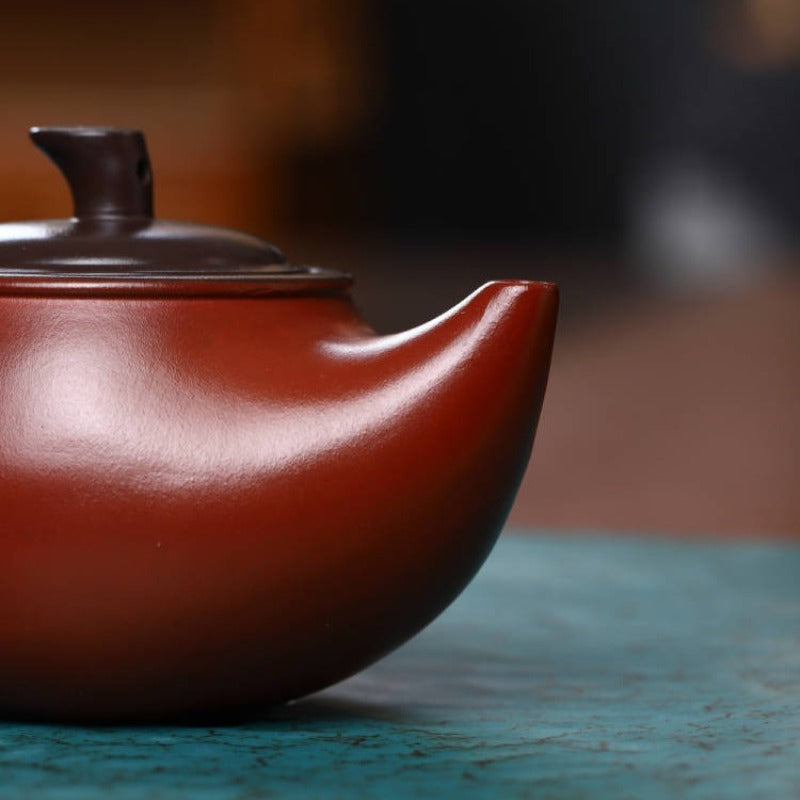 Vollständig handgefertigte Yixing Zisha Teekanne [Zweifarbige Röhrenkanne] (Hong Ni / Zi Ni - 170ml)