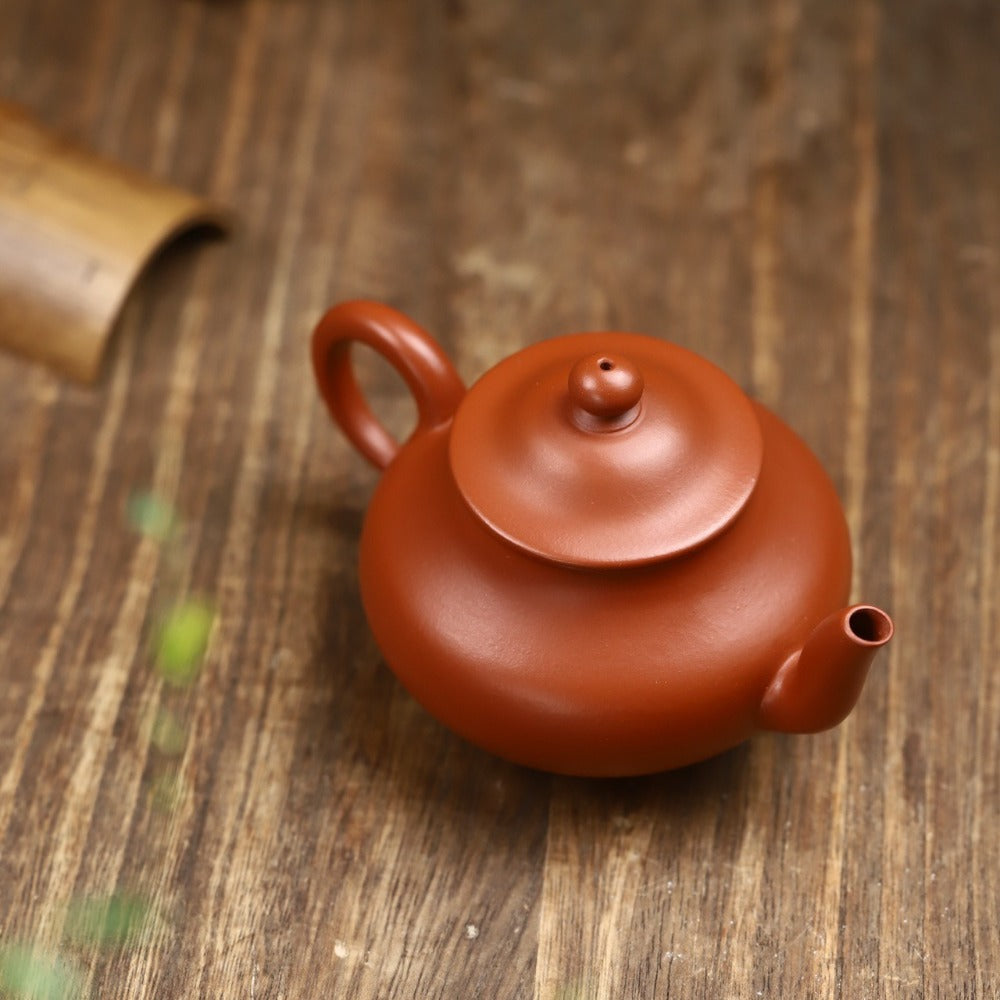 全手工宜兴紫砂茶壶 [笠帽壶] (赵庄朱泥 - 120ml)