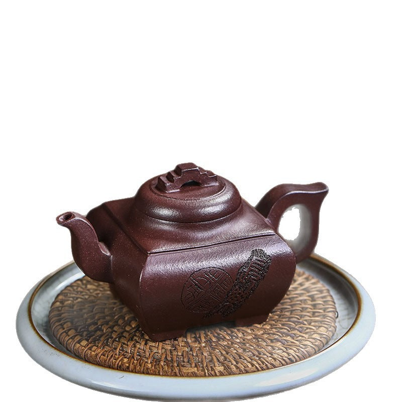 Théière Yixing Zisha entièrement faite à la main [Sifang Chang Le] (Zi Ni - 300 ml)