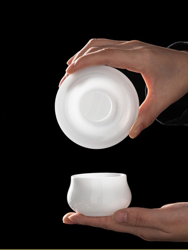 Ice Jade White Porcelain Glazed Tea Strainer [Yuan Zu]