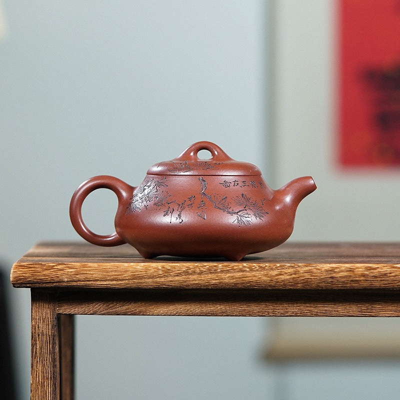Vollständig handgefertigte Yixing-Zisha-Teekanne [Hantang Shi Piao] (Di Cao Qing - 280 ml)