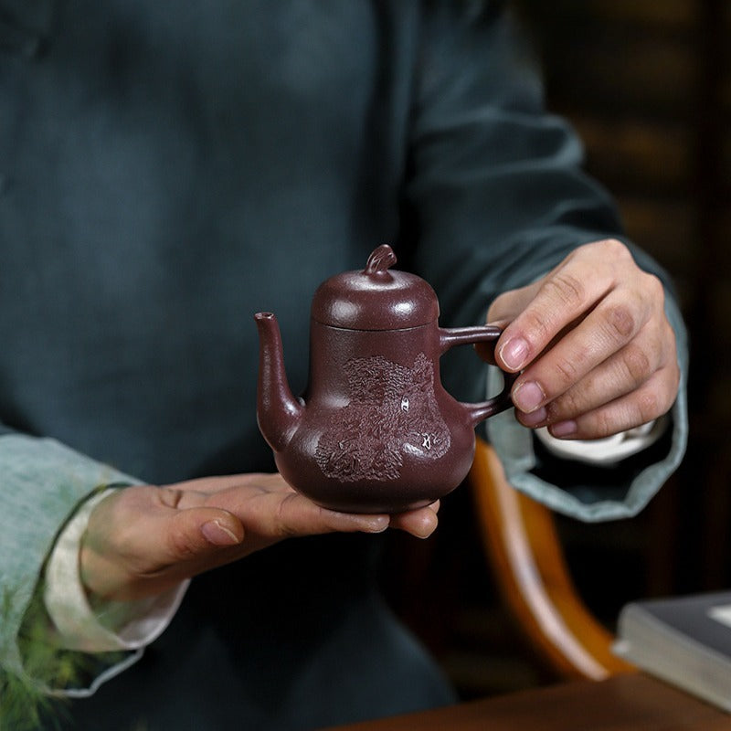 Full Handmade Yixing Zisha Teapot [Qing Feng Ming Yue] (Zi Ni - 170ml) - YIQIN TEA HOUSE | yiqinteahouse.com | <200ml, full handmade zisha teapot, teapot, teaware