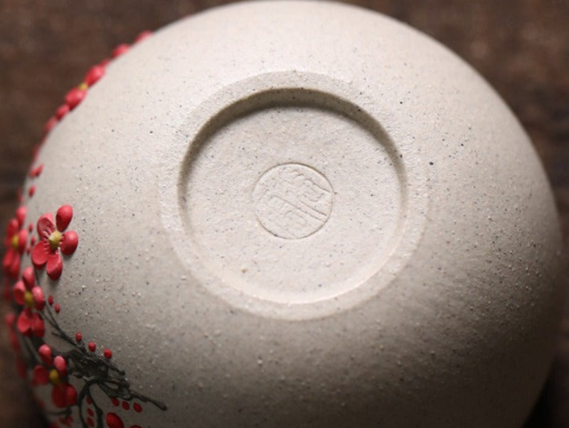 Handmade Yixing Zisha Master Tea Cup [Plum Blossom / Magnolia] 90ml