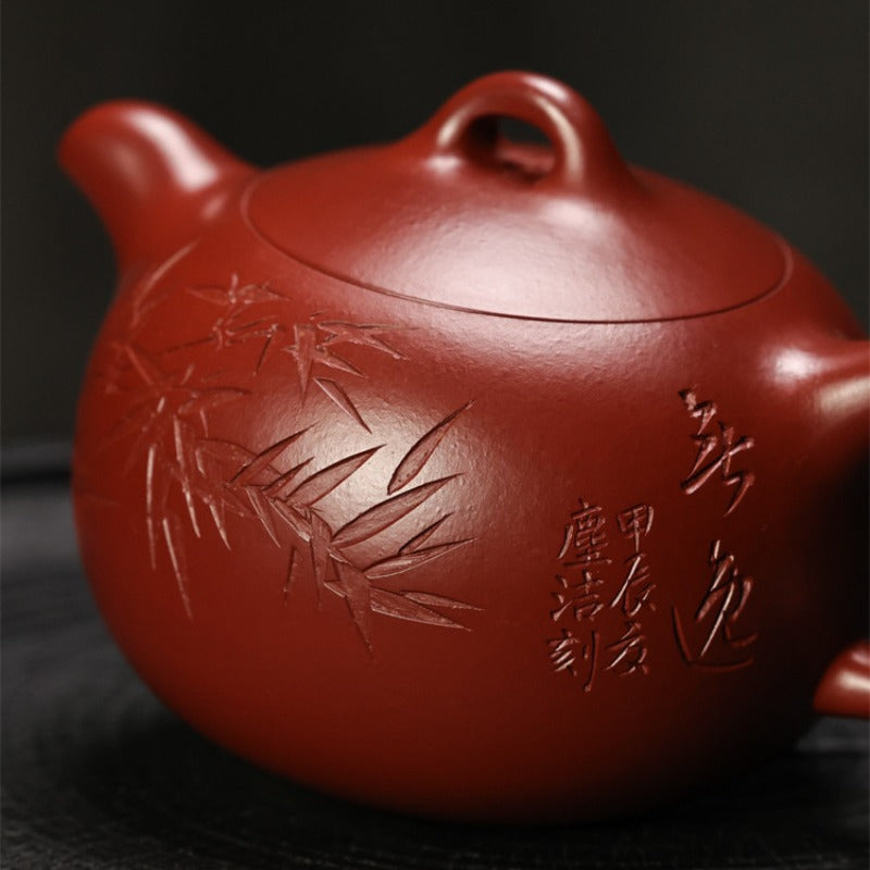 Vollständig handgefertigte Yixing Zisha Teekanne [Yuan Zhu Pot] (Dahongpao- 240ml)
