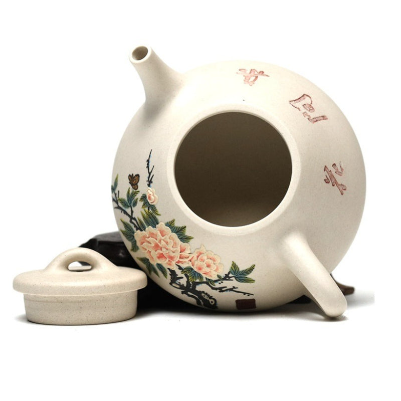 Full Handmade Yixing Zisha Teapot [Flowers Collection] 1 Pot 4 Cups Set (Bei Duan Ni - 245ml)