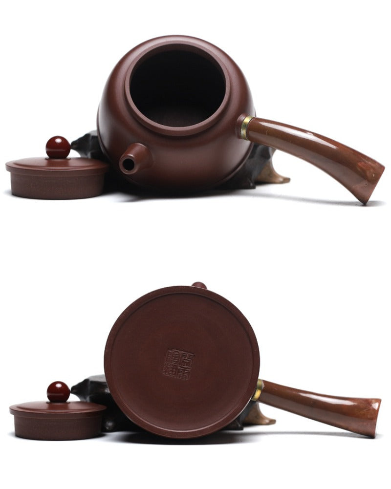 宜兴紫砂茶壶【唐羽钟韵】（紫朱泥/大红袍 - 155ml）