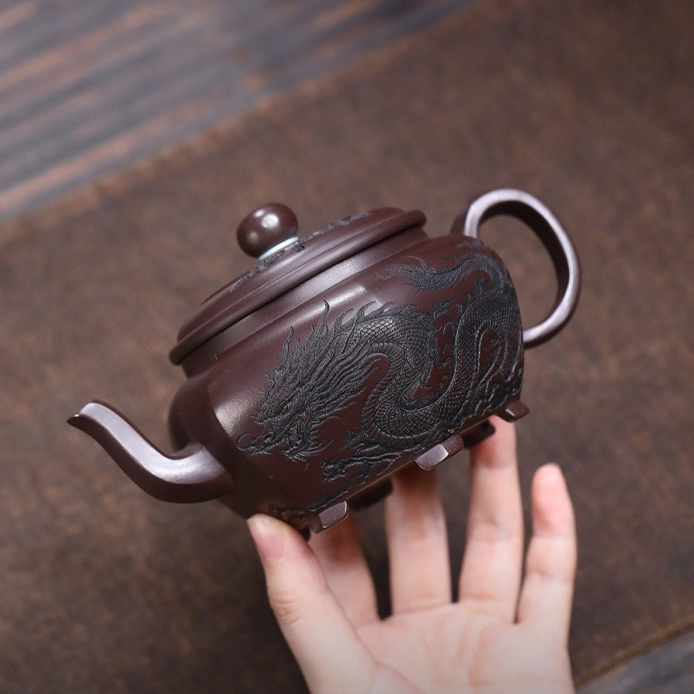 Yixing Zisha Teapot [Dragon Liufang] (Gu Tong Wu Ni - 330ml)