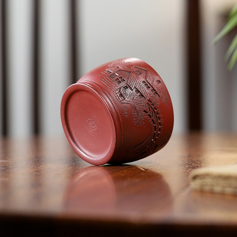 Handmade Yixing Zisha Master Tea Cup [Jiangnan River Town]  (Zi Ni - 170ml)