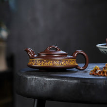 Load image into Gallery viewer, Full Handmade Yixing Zisha Teapot [Zhu Yun Baifu 竹韵百福] (Zi Xue Sha - 380ml)
