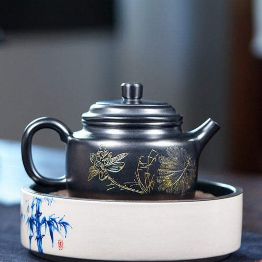 Teiera Yixing Zisha completamente fatta a mano [De Zhong] (Hei Ni - 300 ml)
