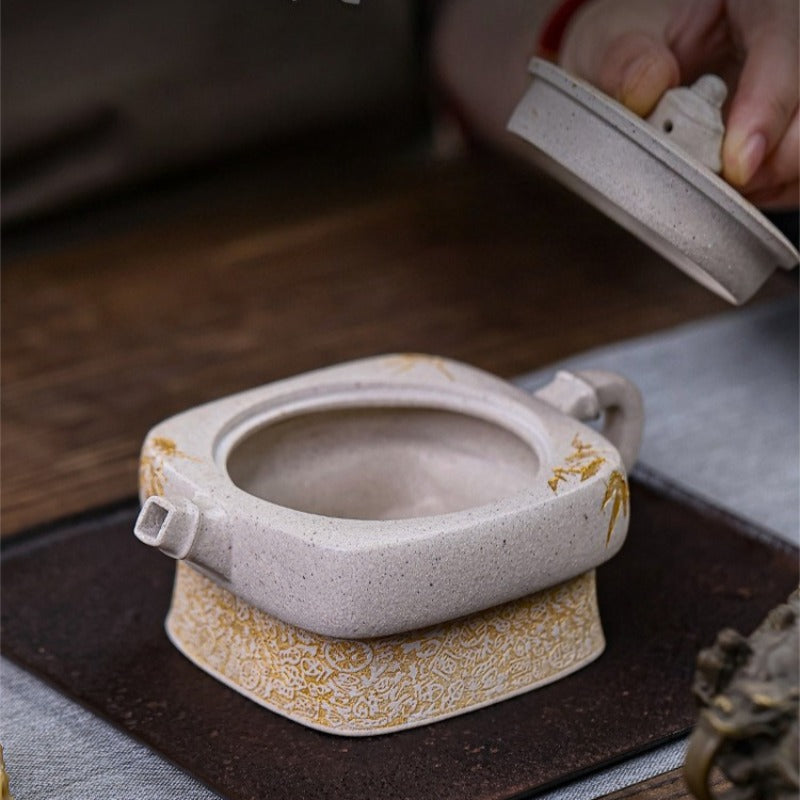 Théière Yixing Zisha entièrement faite à la main [Enjoy] (Bai Duan Ni - 280 ml)