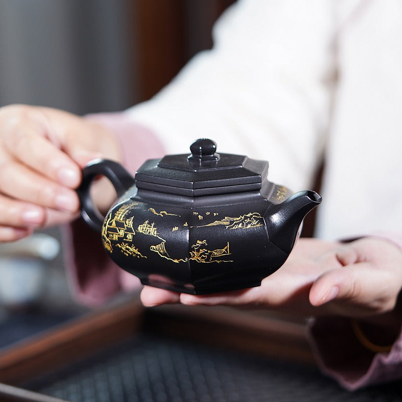 Teiera Yixing Zisha completamente fatta a mano [Dabin Liufang] (Zhuni ridotto - 300 ml)