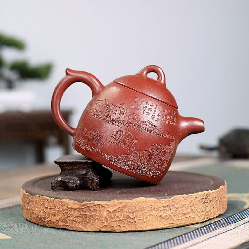 Yixing Zisha Teapot [Shanshui Qin Quan 山水秦权] (Hong Qing Shui Ni - 300ml)