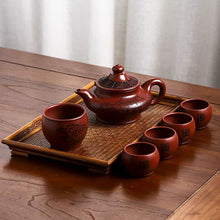 Load image into Gallery viewer, Full Handmade Yixing Zisha Teapot [Hua Kai Fugui] 1 Pot 5 Cups Set (Long Xue Sha - 380ml)
