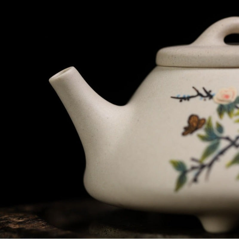 Full Handmade Yixing Zisha Teapot [Flowers Collection] 1 Pot 4 Cups Set (Bei Duan Ni - 245ml)